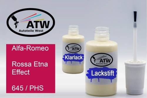 Alfa-Romeo, Rossa Etna Effect, 645 / PHS: 20ml Lackstift + 20ml Klarlack - Set, von ATW Autoteile West.